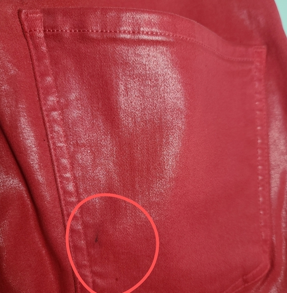 AGOLDE Wax Coated Leatherette Red Sophie High Rise Skinny Jeans Size 28 - Picture 15 of 15